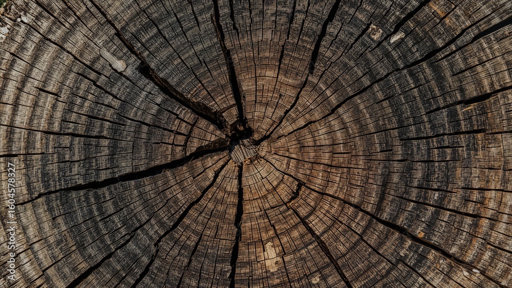 Fototapeta premium Close-up of charred wood from a cut tree stump. Natural wooden surface