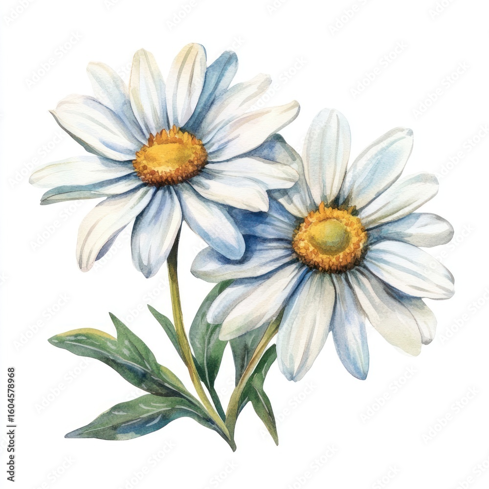 Fototapeta premium Elegant watercolor daisy flower illustration