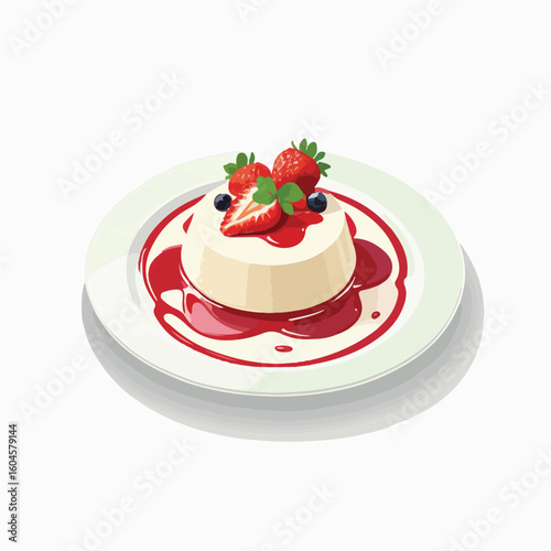 Italian Panna Cotta Dessert Vector