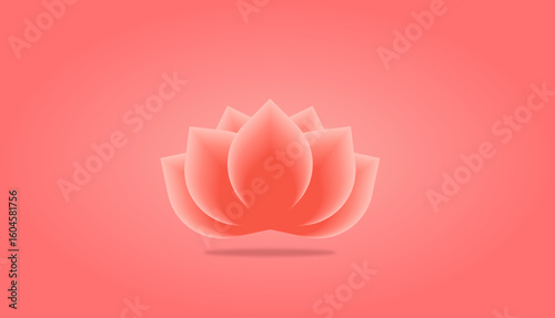 Simple, stylized lotus flower graphic on a soft coral background.