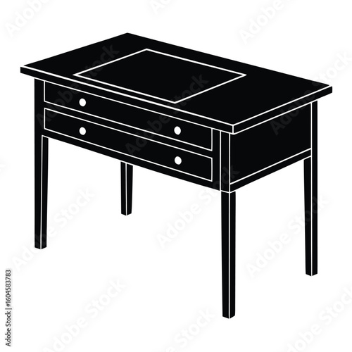 Interior designer element isolated desk on white background