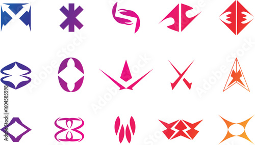 Brutalist abstract geometric shapes and grids. Brutal contemporary figure star oval spiral flower and other primitive elements. 