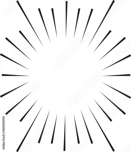 Sun rays hand drawn, linear drawing