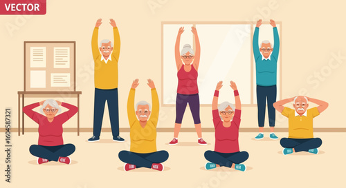 Celebrating National Senior Citizens Day Active Seniors Engaging in Wellness Exercises for a Healthy Lifestyle