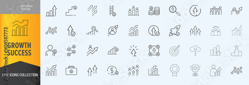 Growth and sucess icon set