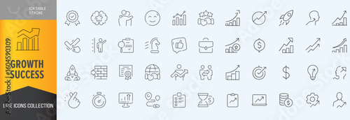 Growth and sucess icon set