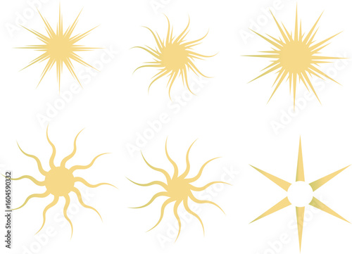 アートでおしゃれな太陽のイラストセット