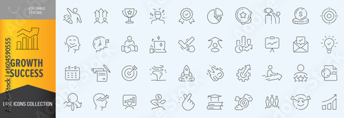 Growth and sucess icon set