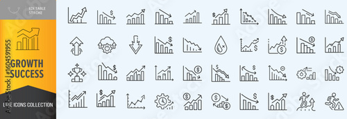 Growth and sucess icon set