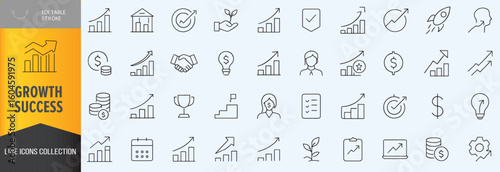 Growth and sucess icon set