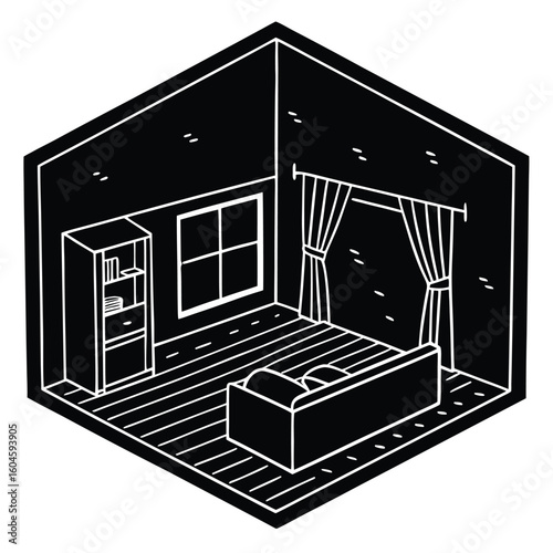 Interior designer element isolated interior render printout on white backgro