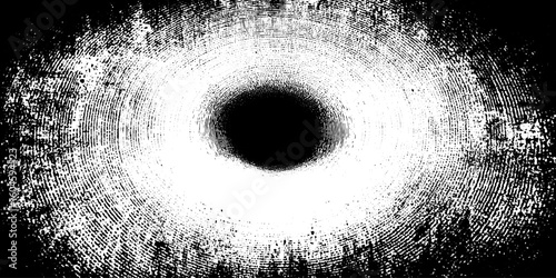 Abstract halftone echo with ringed waveform and grunge texture