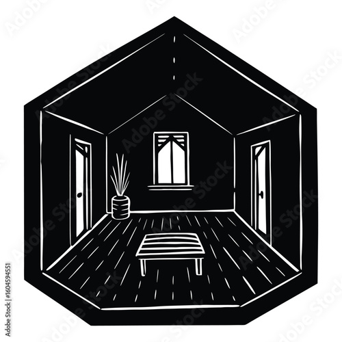 Interior designer element isolated interior sketch on white background
