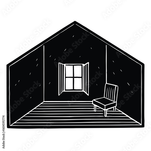 Interior designer element isolated interior sketch on white background
