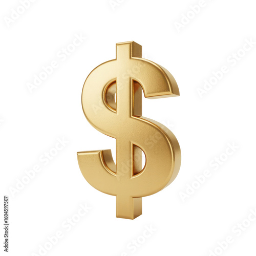 Golden dollar sign symbol isolated on transparent background