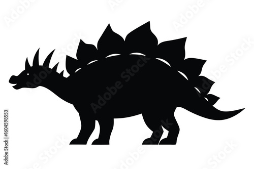 Stegosaurus Dinosaur Silhouette Vector Illustration Isolated on White Background for Paleontology Education and Prehistoric Era Designs
