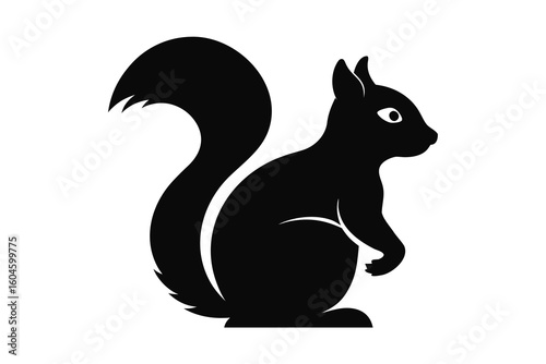 Black squirrel illustration on white background rodent silhouette vector graphic animal wildlife forest creature nature design rodent species cute squirrel icon