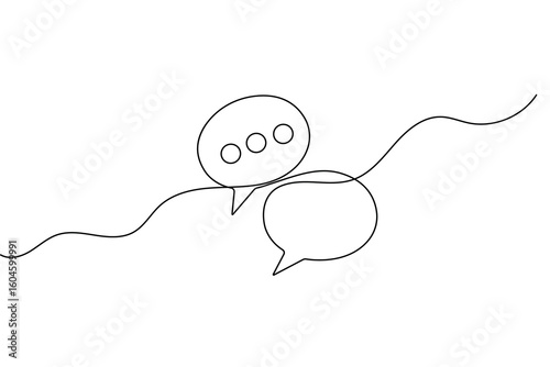Speech bubble continuous one line drawing and minimalist style isolate outline vector illustration
