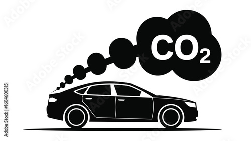Car emitting carbon dioxide gas causing pollution
