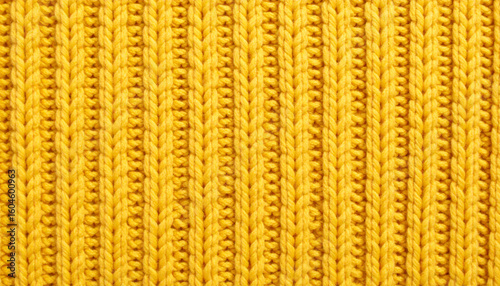 Yellow Rib Knit Wool Pattern. Textile Surface. Close up Texture. Background. Yarn.