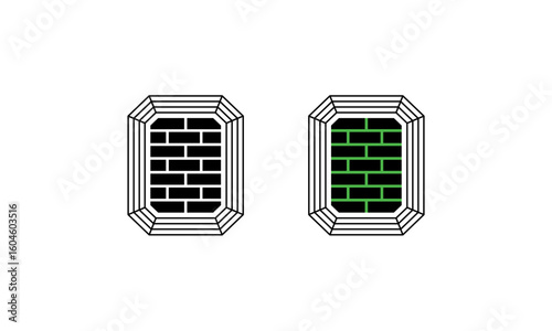Emerald cut diamond shape representing a firewall, cybersecurity, and data protection in black and green.
