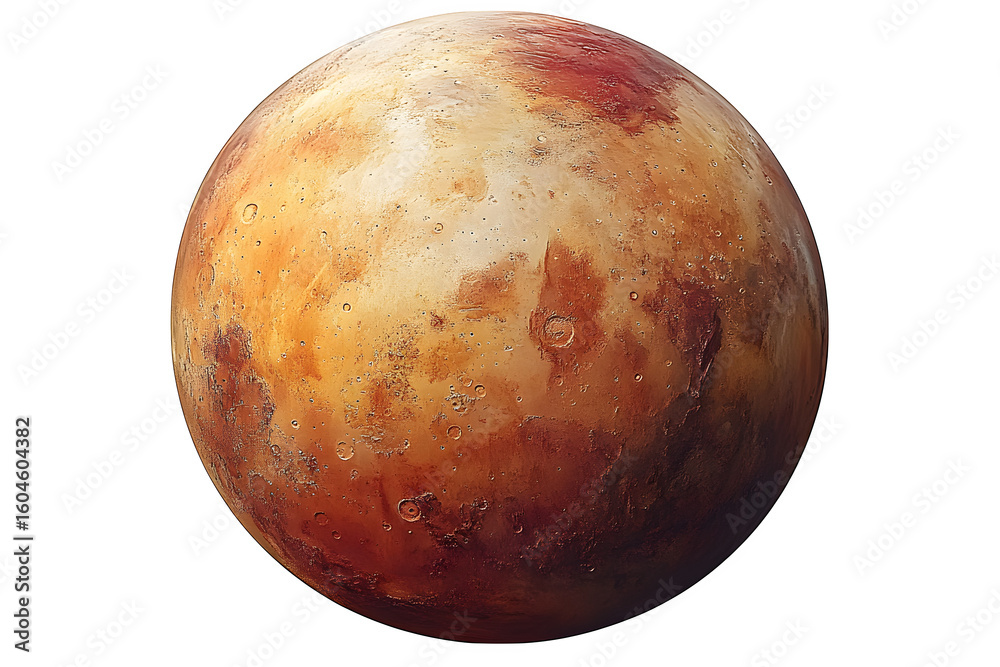 Fototapeta premium Red planet Mars isolated on white background