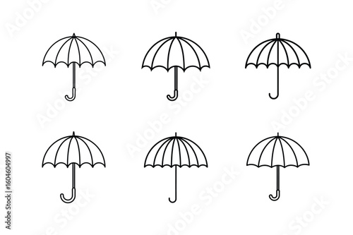 branded umbrella icon line art vector illustration