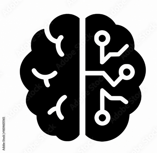 AI Brain Icon – Vector Silhouette