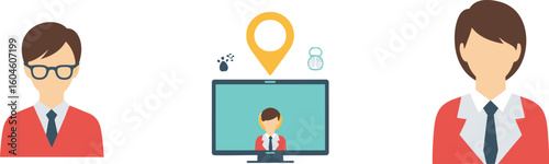 Business meeting online conference virtual event team video call collaboration concept
