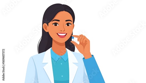 Woman doctor holding a pill