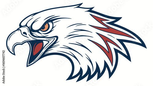 Vector black tribal tattoo illustration of an American eagle head mascot