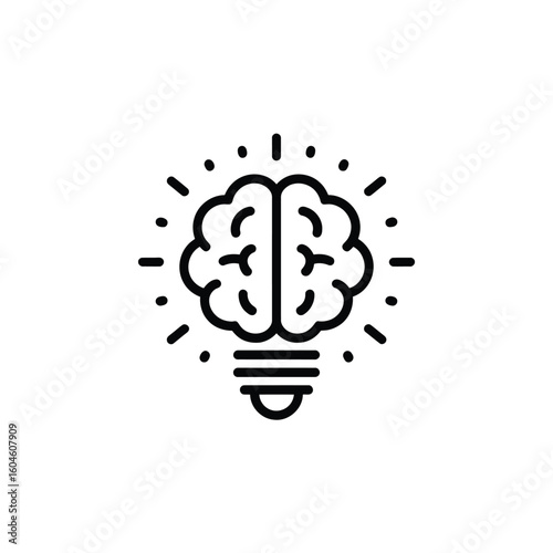 Brain lightbulb symbol representing ideas and innovation