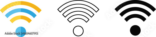 Wifi signal vector icons set wireless internet connection symbol network access point