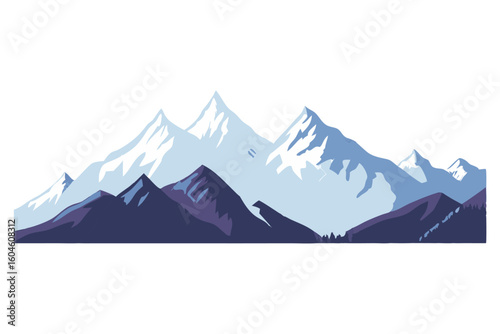 Mountain Landscape Vector – Snowy Peaks and Nature Terrain for Hiking, Camping, and Adventure Design