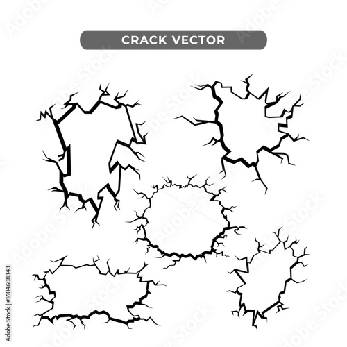 Crack Wall Vector, Cracked clipart illustration