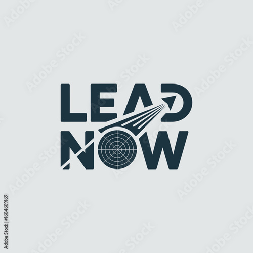 Lead now logo a compass and arrow symbolizing direction progress and forward momentum in business and leadership