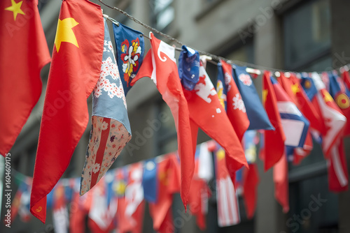 Hanging Pennant Flags Celebrating Culture and International Unity