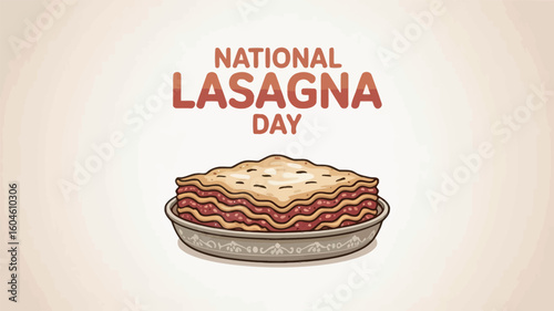 National Lasagna Day Delicious Italian Dish Celebration Pasta Food Poster