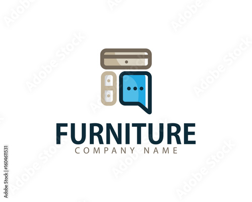 Free Download chat service furniture logo creative design concept chair store - GFXLoad