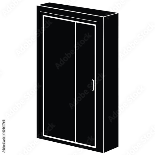 Interior designer element isolated sliding door model on white background