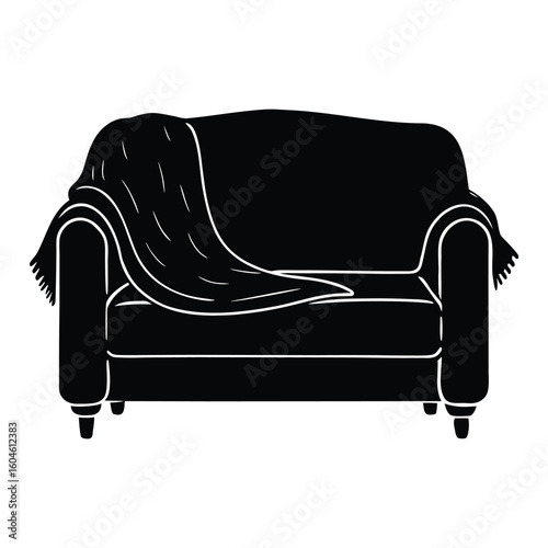 Interior designer element isolated sofa throw on white background
