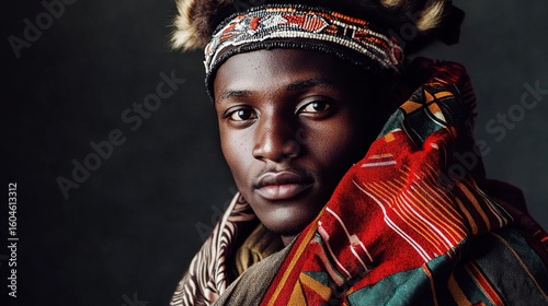 Portrait of African Man in Traditional Headwear