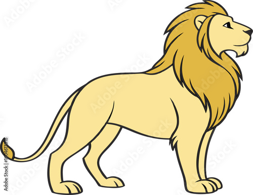 wild lion standing side view illustration transparent