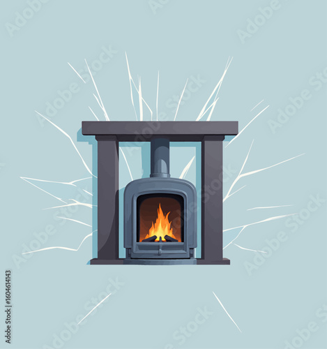 Cozy Fireplace Warmth in Winter Wonderland