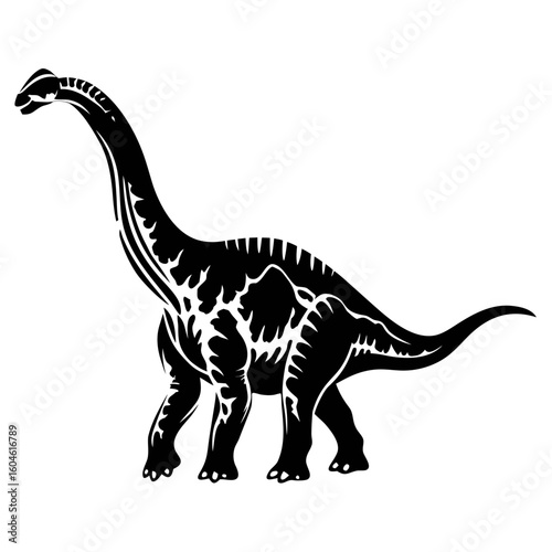 sillhoutte Illustration of a sauropod dinosaur silhouette prehistoric jurassic extinct animal reptile paleontology herbivore