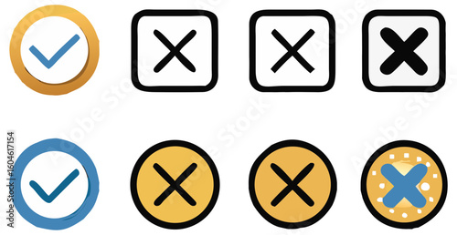 Checkmark crossmark validation decision choice selection symbol icon correct wrong approved rejected graphic design