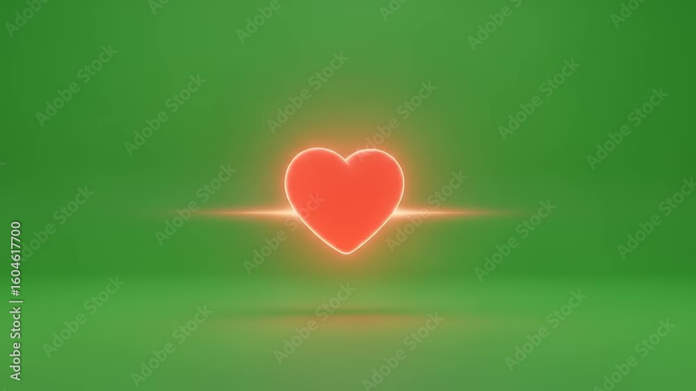 Red heart icon on a green background