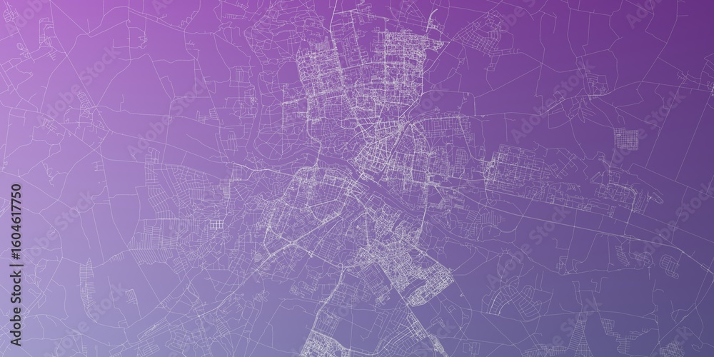 Fototapeta premium Grodno (Belarus) street map. The style of the map is purple gradient