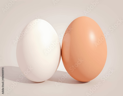 Minimalistic Eggs: White and Brown on Soft Pastel Background