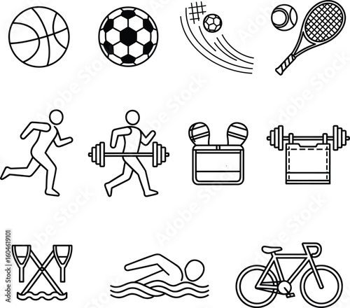Workout and Athletic Activities - Outline Icon Collection